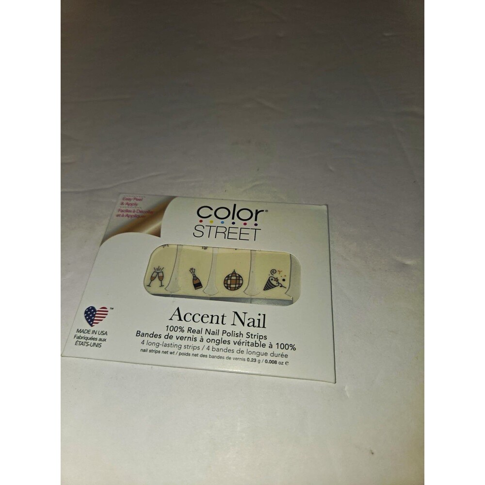 Color Street Accent Nail Polish Strips Glitter Gold White Black New Year Cheer